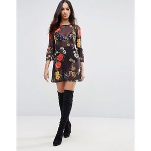 ASOS Boohoo Mesh Floral Dress